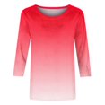 thumbnail image 3 of Birdeem T-Shirt Ample Imprimé pour Femmes, Blouse à Manches 3/4, Col Rond, Hauts Décontractés, 3 of 12