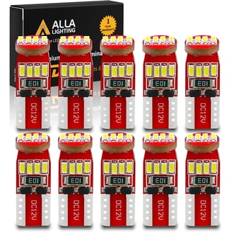 10-Pack 194 LED Bulbs - 6000K Cool White, T10 Wedge Base, 5 SMD 5050, 12V For Car Dome, Map, License Plate Lights
