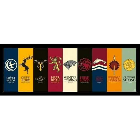 Game of Thrones - House Sigils - Slim Laminated & Framed Poster (36 x 12)