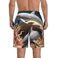 thumbnail image 3 of KLL Coral Fish Dolphin Men's Casual Summer Beach Shorts Hawaiian Shorts with Pockets-Small, 3 of 5