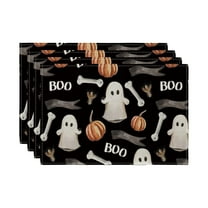 ​​ZCSKFIN 4Pcs Halloween Placemats Set, Seasonal Spooky Designs Table Mats for Kitchen Dining Room Decoration Dinner Party Table Setting Festive Holiday Decor​