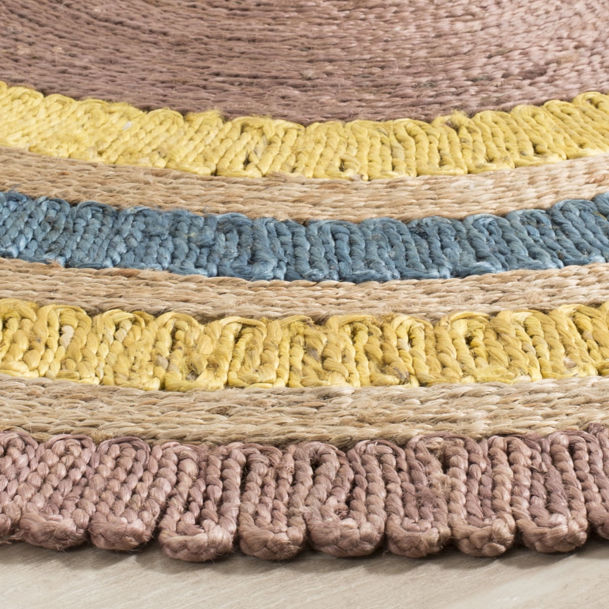 SAFAVIEH Natural Fiber Tanja Braided Jute Area Rug, Lavender/Multi, 7' x 7' Round