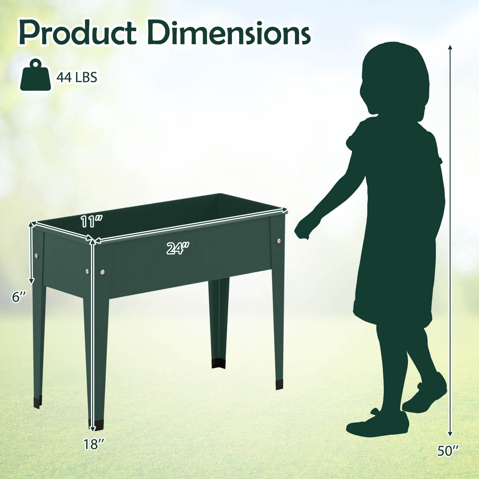 Costway 2 PCS Raised Garden Bed, Elevated Metal Planter Box with Legs and Drainage Holes Green