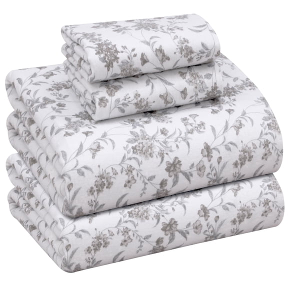 RUVANTI Flannel Sheets Queen Size - 100% Cotton Double Brushed Bed Sheets, Deep Pockets 16 Inches Queen Sheet Set, All Seasons Breathable & Extra Soft - Warm & Cozy, 4 Piece, Vintage Flora