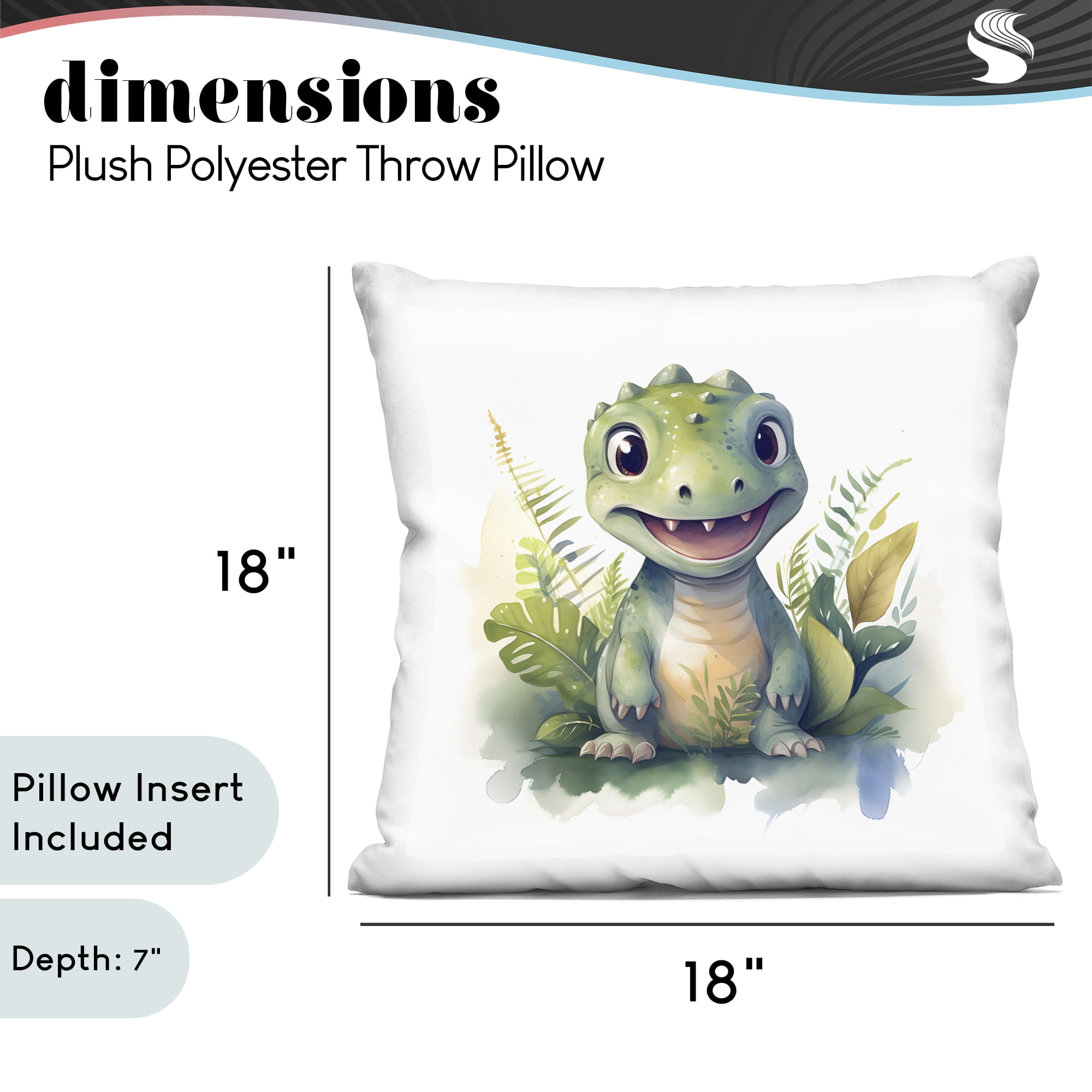 Stupell Industries Crafty Dino & Foliage Decorative Printed Throw Pillow, design by Steve Hunziker
