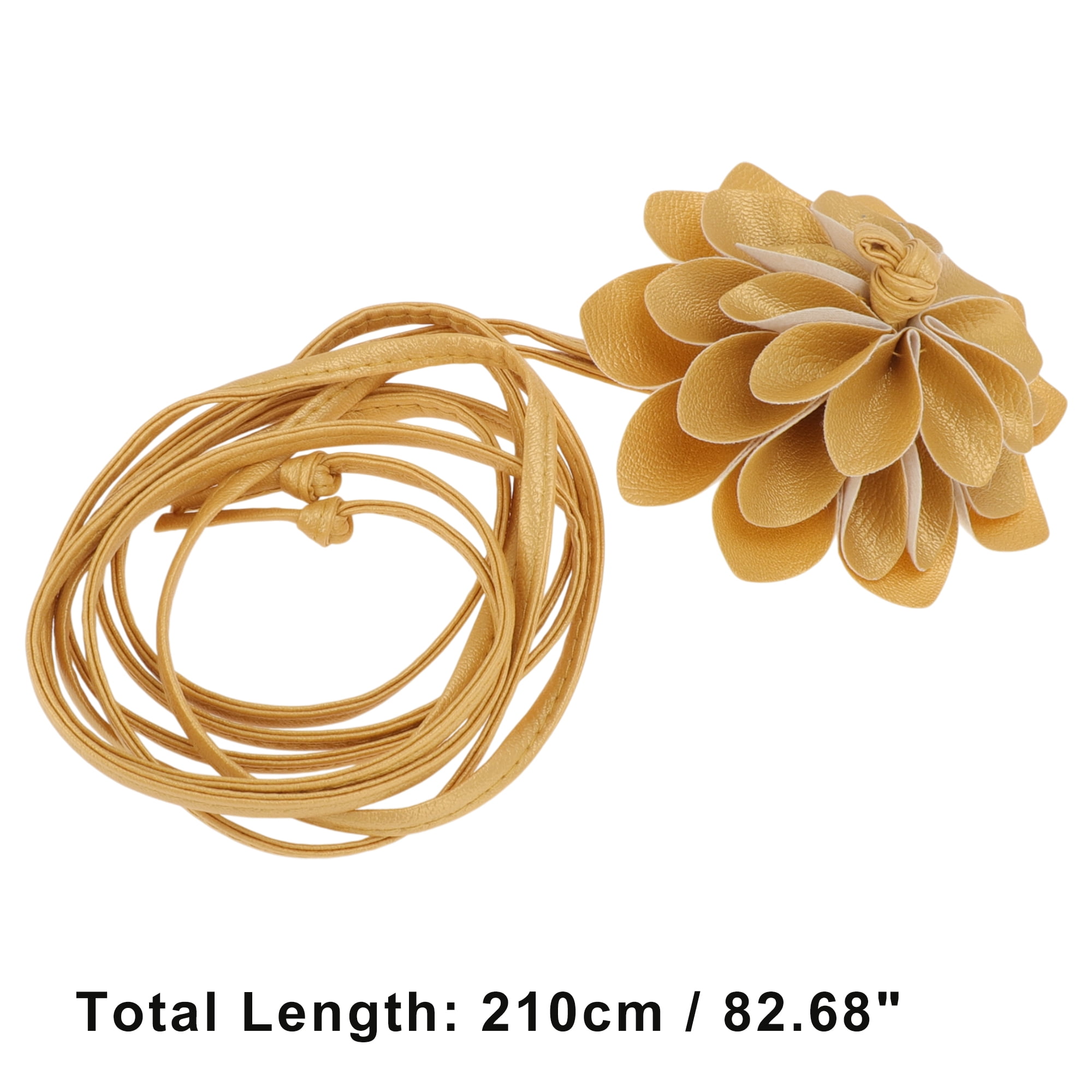 Unique Bargains Versatile Long Adjustable Waist Belt for Women Gold Tone