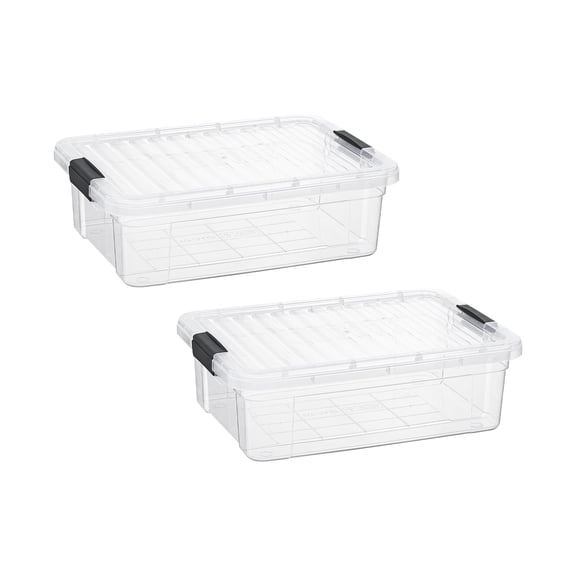 Superio Clear Storage Boxes with Lids, Plastic Container Bins for Organizing, Stackable Crates, BPA Free, Non Toxic, Odor Free, Organizers for Home, Office, School, and Dorm, 7.4 Quart, 2 Pack