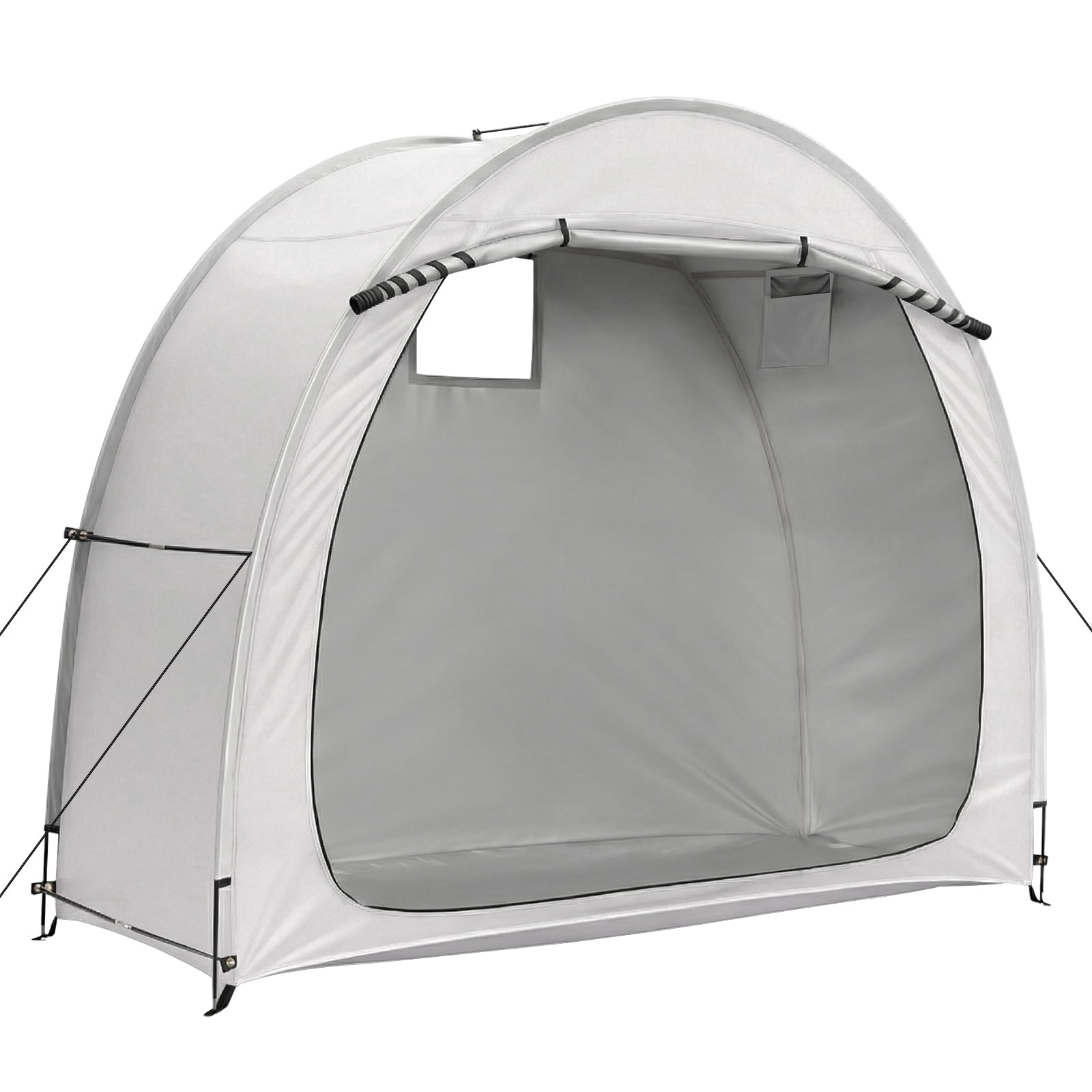 Outdoor Bike Storage Tent Silver-Coated Oxford Waterproof UV-Resistant Bicycle Shed with Window & Full Zipper Door, Portable Storage Shelter for 2-3 Bikes Motorcycle Garden Tools Patio Camping