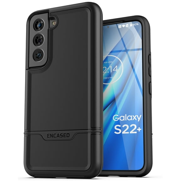 Encased Rebel Series for Samsung Galaxy S22 Plus Case, Protective Heavy Duty Phone Case - Black