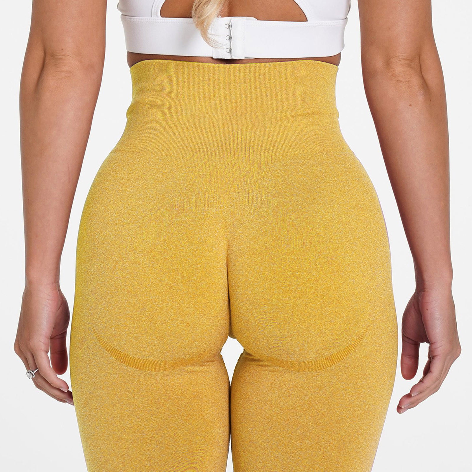 kpoplk Yoga Pants With Pockets,Women Scrunch Lifting Seamless Yoga Leggings  High Waist Pants Tummy Control Vital Runched Booty Compression  Tight(Yellow,M) 