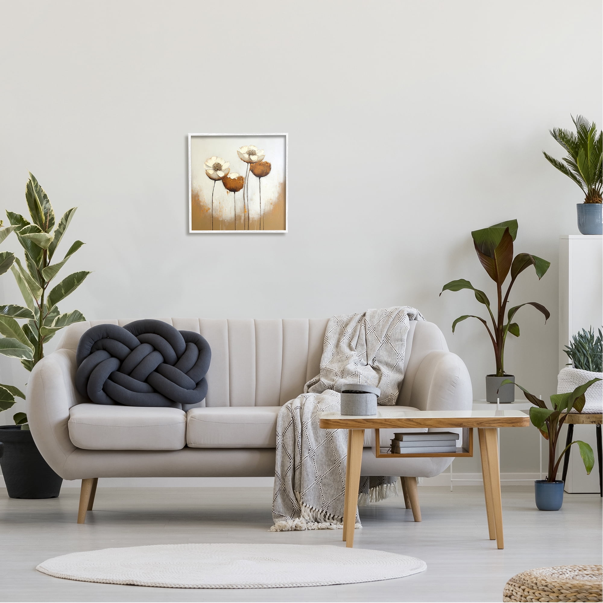 Stupell Industries Brown & White Tulips Botanical & Floral Painting White Framed Art Print Wall Art, 17 x 17