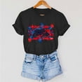 thumbnail image 6 of Clearance Tops under $5! Yrmaups Women Summer Blouse Patriotic Independence Day Lightweight Blouse Round Neck Red White and Blue Short Sleeve American Flag Tunics Clothes, 6 of 7
