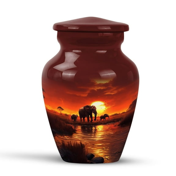 KARYLIZ Elephant Urns for Ashes Adult Male - Sunset Burial Urn - Elephant Family Urns for Human Ashes Adult Female Cremation - Memorial Small Ash Urn for Human