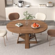 Round Dining Table Modern Extendable Dining Table with Removable Leaves for Kitchen
