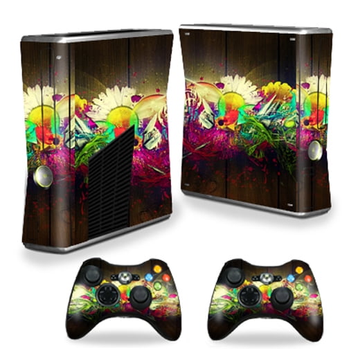 Skin Decal Wrap Cover for Xbox 360 S Slim + 2 controllers Wooden