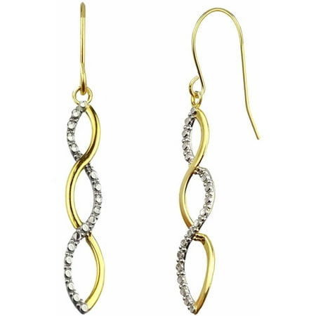 US GOLD Handcrafted 10kt Yellow Gold Diamond-Cut Ribbon Swirl Design Earrings