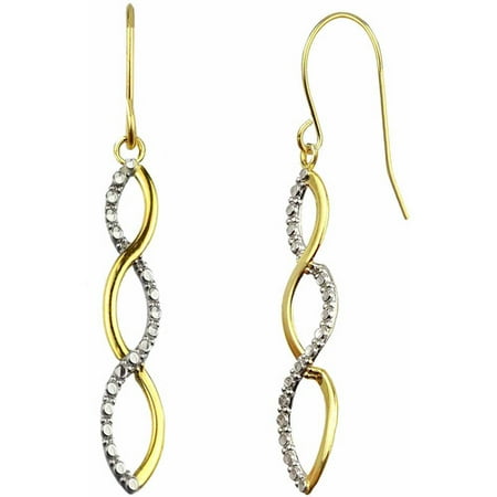 - US GOLD Handcrafted 10kt Yellow Gold Diamond-Cut Ribbon Swirl Design Earrings