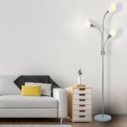 Catalina Lighting Medusa 70.25 3-Light Floor Lamp with White Plastic Dome Shade Modern Floor Light Fixture for Living Room, Bedroom or Office, Silver