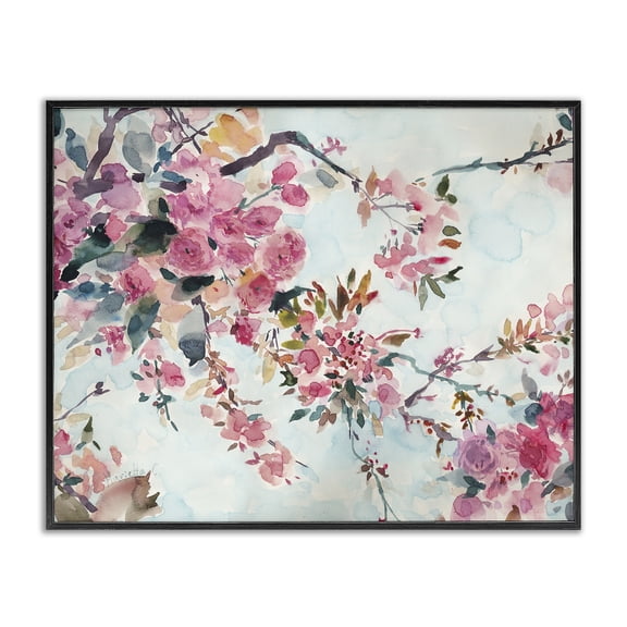 Stupell Industries French Country Budding Cherry Blossoms Nature Black Framed Giclee Art, 14 x 11, by Marietta Cohen Art and Design