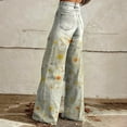 thumbnail image 2 of yunLCZ Wide Leg Pants Woman Wide Leg Pants Women's High Waisted Flower Patterned Pants Lightweight And Loose Casual Colorful Pants Heavyweight Pants Office Slacks, 2 of 4