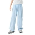 thumbnail image 2 of asjyhkr Toddler Kids Boys Girls Wide Leg High Waist Sweatpants with Pockets 4-15 Years Solid Color Casual Breathable Comforty Workout Outdoor Playing Athletic Pants,Size 120-170, 2 of 5