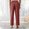 thumbnail image 5 of Xunlbb 2025 Clearance! Women's Summer Thin Solid Color Casual High Waisted Drawstring Side Pockets Pants ,Watermelon Red XL, 5 of 9