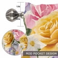 thumbnail image 2 of Flowers Window Valance for Kitchen, Spring Watercolor Colored Floral Linen Texture Rod Pocket Short Curtain for Small Windows, Light Filtering Decorative Valance, 54 x 18 Inch, 2 of 9