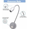 thumbnail image 3 of Lámpara de lectura, luces LED para cama con lámpara de pared de cuello de cisne de aluminio, para dormitorio, oficina, blanco cálido, lámpara de lectura blanca de 3 W/6000 K, 3 of 5