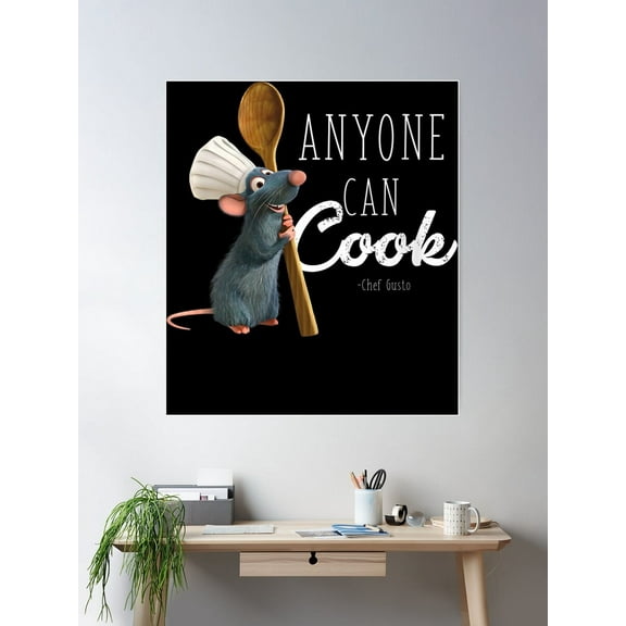 Ratattouille Remy Anyone Can Cook Poster Wall Art, Modern Wall Decor For Living Room Bedroom, 8x12 UNFRAMED