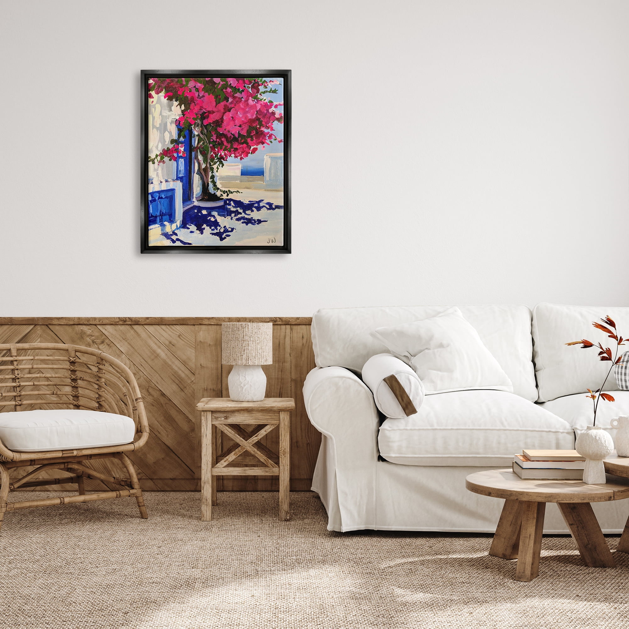Stupell Industries Abstract Tree in City Botanical & Floral Painting Black Floater Framed Canvas Art Print Wall Art, 25 x 31