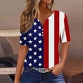 thumbnail image 7 of successthop 4th of July Clothes Women Flags Loose Plus Size V Neck T Shirt Button Festival Shirts Short Sleeve Tops Blue, 7 of 7