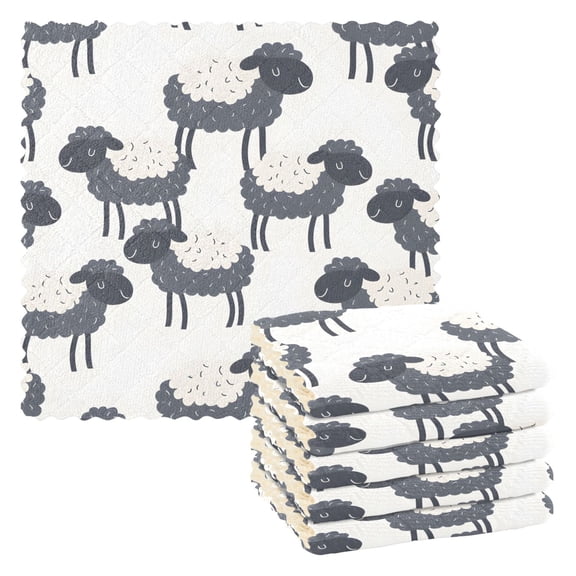 6 Packs Funny Sheep Kitchen Dish Towels Soft Absorbent Dish Cloths 11"x11"
