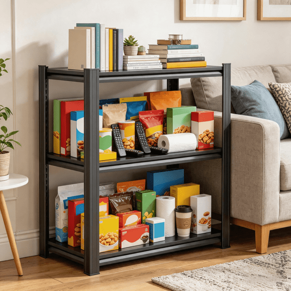 32"Hx24"W Garage Shelving,3 Tier Metal Shelves for Storage,1800lbs Standing Shelf,Heavy Duty Rack with Adjustable Shelf for Warehouse Basement Kitchen Pantry Bathroom Laundry Plant Shoe Book