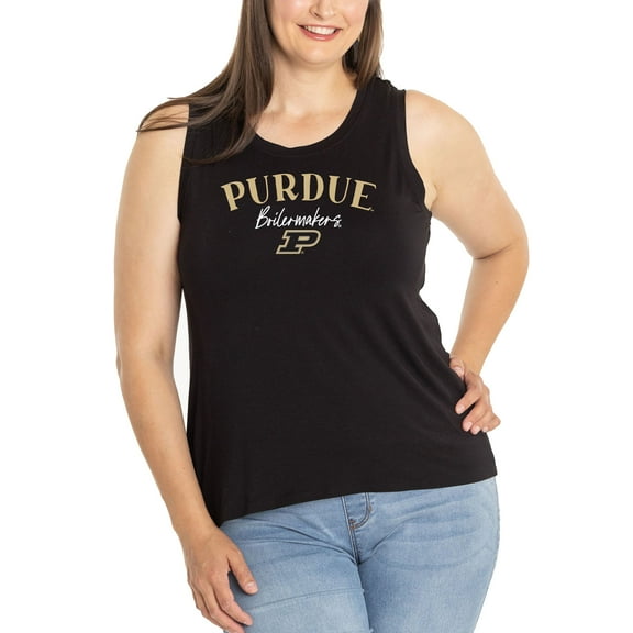 Women's  Black Purdue Boilermakers Hannah High Neck Tank Top