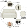 thumbnail image 5 of 3-in-1 Pull-Out Corduroy Sofa Bed with Adjustable Backrest, 57.48" Convertible Loveseat Sleeper Sofa Couch Bed with USB Charging & 2 Throw Pillows, Beige, 5 of 9
