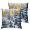 thumbnail image 2 of Acheng Watercolor Forest Mountain Tree Pillow Covers Colorful Landscape Pine Forest Mountains Artistic Pillowcase Set of 2 Home Decor Square for Living Room Bed Sofa Chair Couch White, 2 of 6
