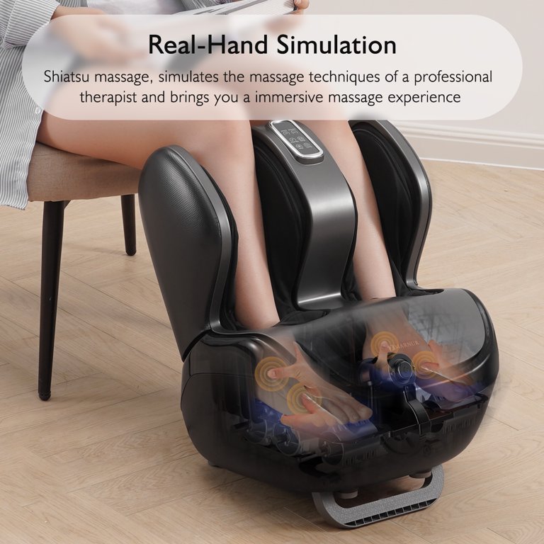 MARNUR Foot Massager Machine with Heating Therapy, Air Compression, Vibration & Kneading Foot and Calf Massager for Muscles Relief, Black MARNUR Foot Massager Machine with Heating Therapy, Air Compression, Vibration & Kneading Foot and Calf Massager for Muscles Relief, Black