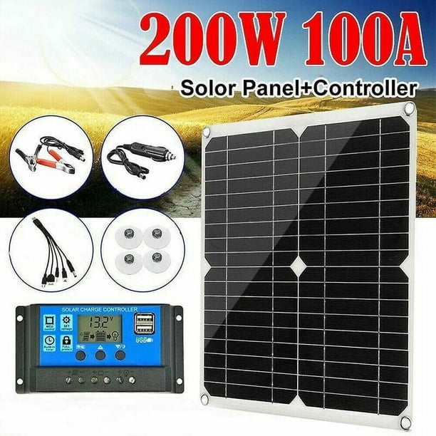 Cargador y mantenedor de batería solar de 12 V, celdas solares de grado A+ de primera calidad para una carga de alto rendimiento, incluye controlador de 10 A a 50 A + pinzas de cocodrilo para un uso