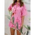 thumbnail image 3 of LMLYSoH Women Shorts Set, Printed Short Sleeve Shirt with Elastic Waist Shorts Summer Outfit, 3 of 8