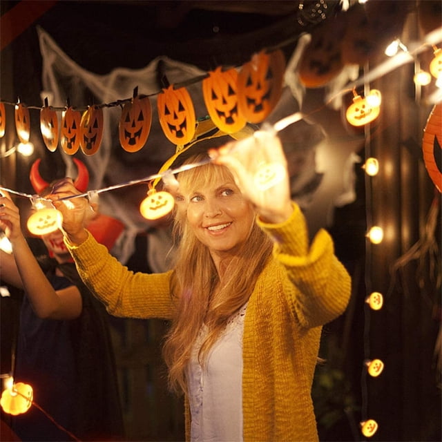 YIMWNYI Halloween LED Battery Light String, Lantern Party Decor, Energy Saving, Soft PVC Design, Perfect for Home Decoration, Halloween Party Lights, Festive Ambiance