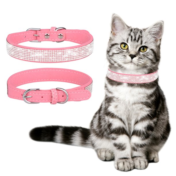 3 Adjustable Sizes Personalized Color Rhinestone Pets Collars With Tie
