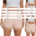 thumbnail image 3 of WHEANG Womens Shorts Lace Satin Safety Shorts Summer Thin Anti-Roll Slip Shorts Stretchy Seamless Underdress Shorts Reusable Casual Loungewear Short Leggings for Summer Dress Size M Beige, 3 of 6