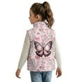 thumbnail image 2 of Uorisanigo Girls Boys Zippered Vest Lightweight Fleece Vest Floral Butterfly Pink Jacket Outwear Fall Winter Warm Outwear Puffy Sleeveless Zip Front Jacket for Toddler & Kids, 2 of 7