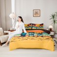 thumbnail image 4 of Castle Fairy Retro Sunset Surfboard 7-Piece Twin Bedding,Palm Wave Beach Graphic Bedding Comforter Set,Orange Teal,Black Reversible, 4 of 7