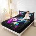 thumbnail image 4 of Manfei Pink Blue Game Controller Bed Sheets, Teens Gamer Gaming King Sheets, Modern Watercolor Graffiti Sheet Set Breathable Home Decor 4pcs, 4 of 7