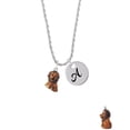 thumbnail image 2 of Delight Jewelry Resin Tan Lion Silvertone Script Initial Disc - A - Charm Necklace, 20"+3", 2 of 4