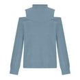 thumbnail image 7 of IROINNID Women Winter Autumn Sweater Cold Shoulder Solid Turtleneck Loose Fit Sweater Casual Knitted Tops,Mint Green, 7 of 7