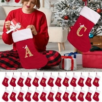 Xuniizn Personalized Christmas Stockings with Initials - Custom Embroidered Stocking Set, Luxury Velvet Xmas Stockings for Family, Holiday Christmas Decorations, Red, New Model F