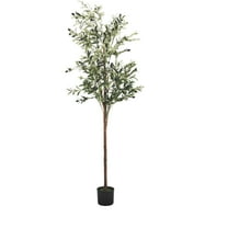7FT Artificial Olive Tree Indoor, Faux Plants for Home, Living Room, Bedeoom Decor, Farmhouse Decor Fake Tree with Wood Branches and Fruits