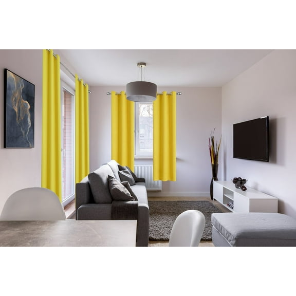 Thermal Insulated Window Curtain 100% Blackout Drapes for Bedroom Living room Closet door noise reducing 2 panels (K68 YELLOW 37" Wide X 63" Long)